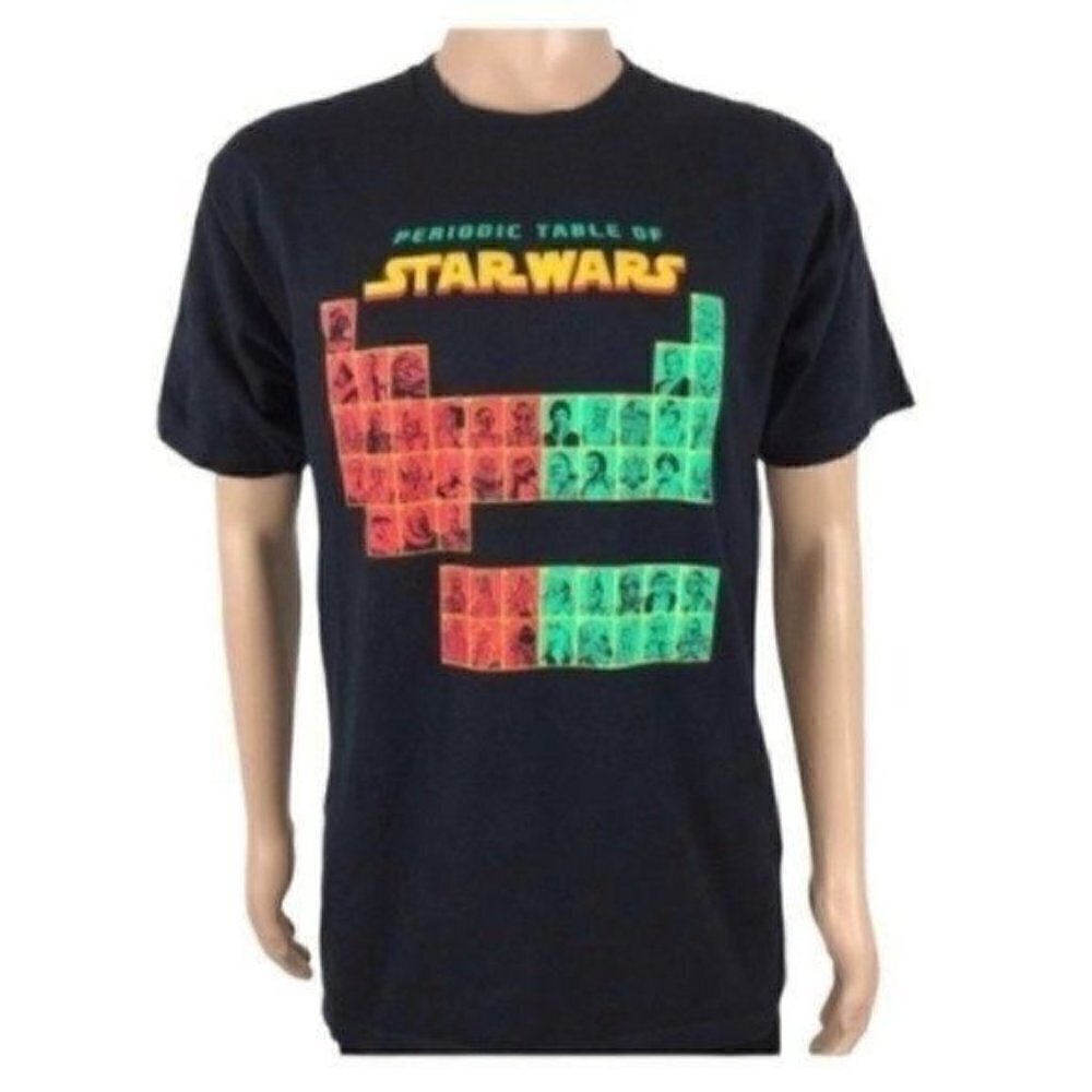 PERIODIC Table Of Star Wars Black short sleeve T-shirt size large tee